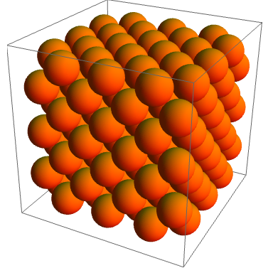 The FCC lattice, which locally resembles the hexagonal close packing